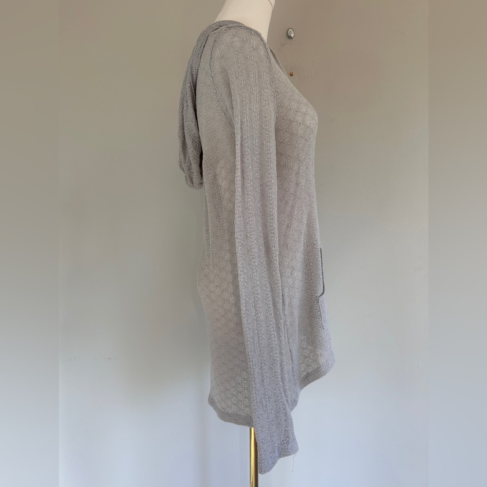 Y2K VOLCOM Hooded Sheer Open Knit V-Neck Long Sleeve Top Indie Grunge Skater M/L - Picture 11 of 16